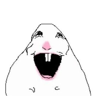 The original HAMSTER profile picture: a white MS Paint hamster screaming with joy, two buck teeth showing.